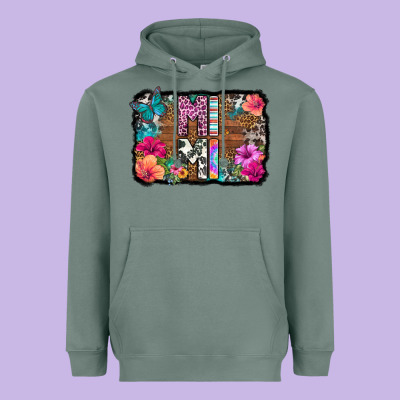 Mimi Floral Background Heavyweight Hoodie Designed By Hra Design Shop