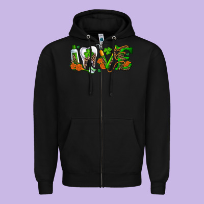 Zipper Hoodie Dental Love St. Patricks Day