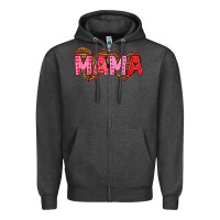 Charcoal Heather mama valentines day Zipper Hoodie - texasbilliewilder