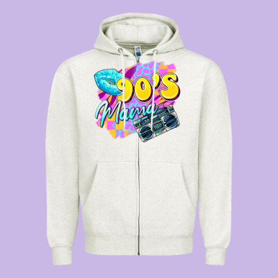 90's Mama Zipper Hoodie Designed By Zillion Design Studio