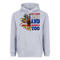 Heather Grey She loves Jesus and America too 4th of july Heavyweight Hoodie - CowGirlArtShop