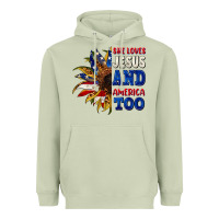 Matcha She loves Jesus and America too 4th of july Heavyweight Hoodie - CowGirlArtShop