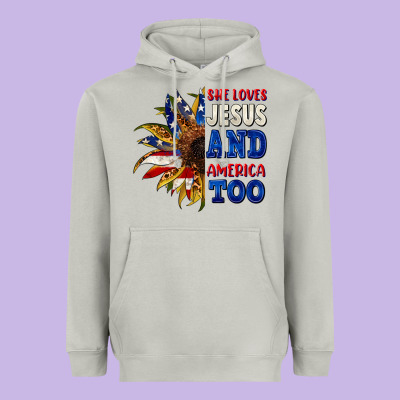 She Loves Jesus And America Too 4th Of July Heavyweight Hoodie Designed By Cowgirlartshop