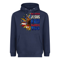 Navy She loves Jesus and America too 4th of july Heavyweight Hoodie - CowGirlArtShop