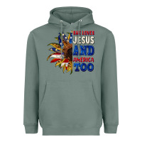 Sage She loves Jesus and America too 4th of july Heavyweight Hoodie - CowGirlArtShop