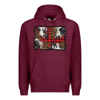 Burgundy Christmas red plaid background Premium Hoodie - BarkalooDesign