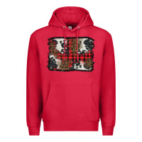 Cardinal Christmas red plaid background Premium Hoodie - BarkalooDesign