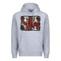 Heather Grey Christmas red plaid background Premium Hoodie - BarkalooDesign