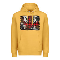 Mustard Christmas red plaid background Premium Hoodie - BarkalooDesign