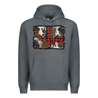 Rock Christmas red plaid background Premium Hoodie - BarkalooDesign