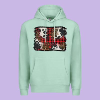 Christmas Red Plaid Background Premium Hoodie Designed By Barkaloodesign
