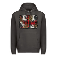 Smoke Christmas red plaid background Premium Hoodie - BarkalooDesign