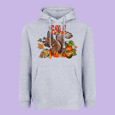 Fall Vibes Squirrel Heavyweight Hoodie Designed By Cowhidedigitalart