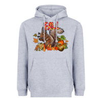 Heather Grey Fall Vibes Squirrel Heavyweight Hoodie - CowhideDigitalArt