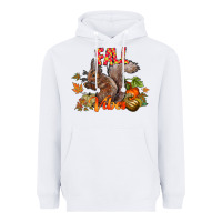 White Fall Vibes Squirrel Heavyweight Hoodie - CowhideDigitalArt