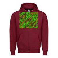 Burgundy Distressed Shamrock And Leopard Zipper Hoodie - RanaPortraitStore