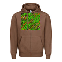 Chestnut Distressed Shamrock And Leopard Zipper Hoodie - RanaPortraitStore
