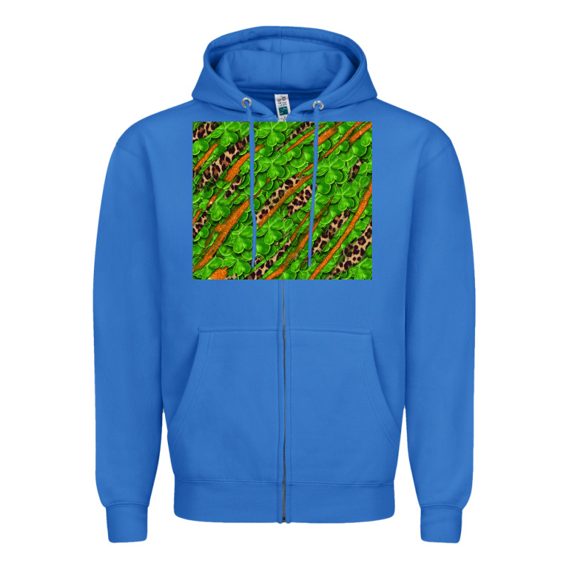 Distressed Shamrock And Leopard Zipper Hoodie by RanaPortraitStore | Teevron