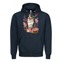 Navy Easter Aussie Australian Shepherd Zipper Hoodie - RanaPortraitStore