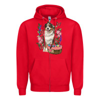 Red Easter Aussie Australian Shepherd Zipper Hoodie - RanaPortraitStore