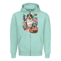Seafoam Easter Aussie Australian Shepherd Zipper Hoodie - RanaPortraitStore