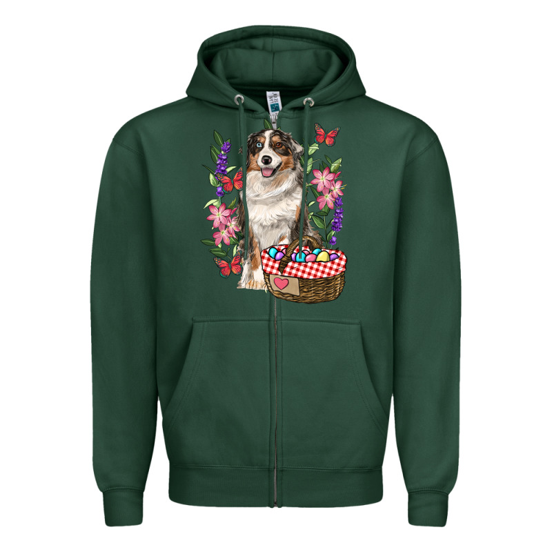 Easter Aussie Australian Shepherd Zipper Hoodie by RanaPortraitStore | Teevron