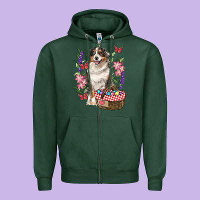 Zipper Hoodie Easter Aussie Australian Shepherd