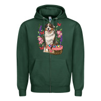 Sports Green Easter Aussie Australian Shepherd Zipper Hoodie - RanaPortraitStore
