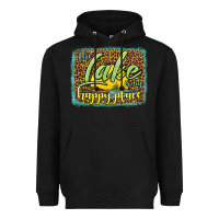 Black the lake is my happy place Heavyweight Hoodie - HRA Design Shop
