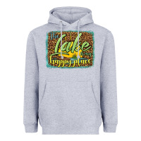 Heather Grey the lake is my happy place Heavyweight Hoodie - HRA Design Shop