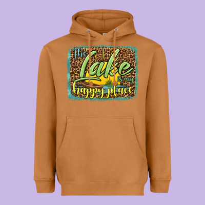 The Lake Is My Happy Place Heavyweight Hoodie Designed By Hra Design Shop