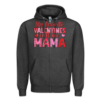 Charcoal Heather my favorite valentines call me mama Zipper Hoodie - texasbilliewilder