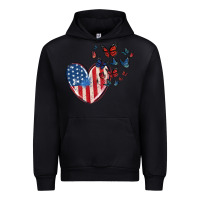 Black 4th of july american flag heart butterfly Urban Hoodie - MaliasSmallBusiness