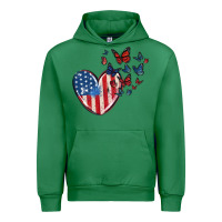 Emerald 4th of july american flag heart butterfly Urban Hoodie - MaliasSmallBusiness