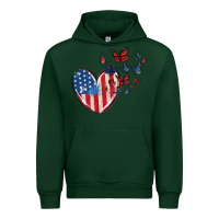 Forest Green 4th of july american flag heart butterfly Urban Hoodie - MaliasSmallBusiness