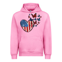 Fuchsia Pink 4th of july american flag heart butterfly Urban Hoodie - MaliasSmallBusiness