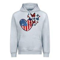 Heather Grey 4th of july american flag heart butterfly Urban Hoodie - MaliasSmallBusiness