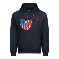 Navy 4th of july american flag heart butterfly Urban Hoodie - MaliasSmallBusiness