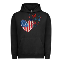 Pigment Black 4th of july american flag heart butterfly Urban Hoodie - MaliasSmallBusiness