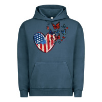Pigment Midnight Navy 4th of july american flag heart butterfly Urban Hoodie - MaliasSmallBusiness