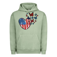 Pigment Oil Green 4th of july american flag heart butterfly Urban Hoodie - MaliasSmallBusiness