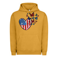 4th Of July American Flag Heart Butterfly Urban Hoodie | Teevron
