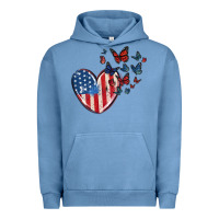 Pigment Pebble Blue 4th of july american flag heart butterfly Urban Hoodie - MaliasSmallBusiness
