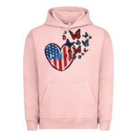 Pigment Salmon 4th of july american flag heart butterfly Urban Hoodie - MaliasSmallBusiness