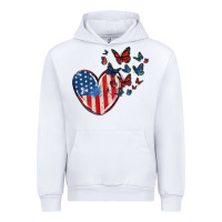 White 4th of july american flag heart butterfly Urban Hoodie - MaliasSmallBusiness