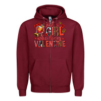 Burgundy just a girl who loves valentine Zipper Hoodie - texasbilliewilder