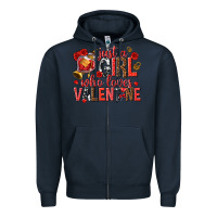 Navy just a girl who loves valentine Zipper Hoodie - texasbilliewilder