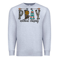 Heather Grey pray whithout crasing Premium Sweatshirt - CowhideDigitalArt