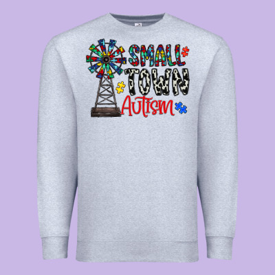 Small Town Autism Premium Sweatshirt Designed By Cowhidedigitalart