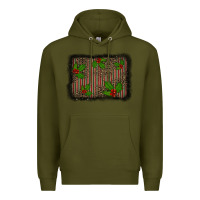 Army Green christmas plaid leopard mistletoe background Premium Hoodie - BarkalooDesign